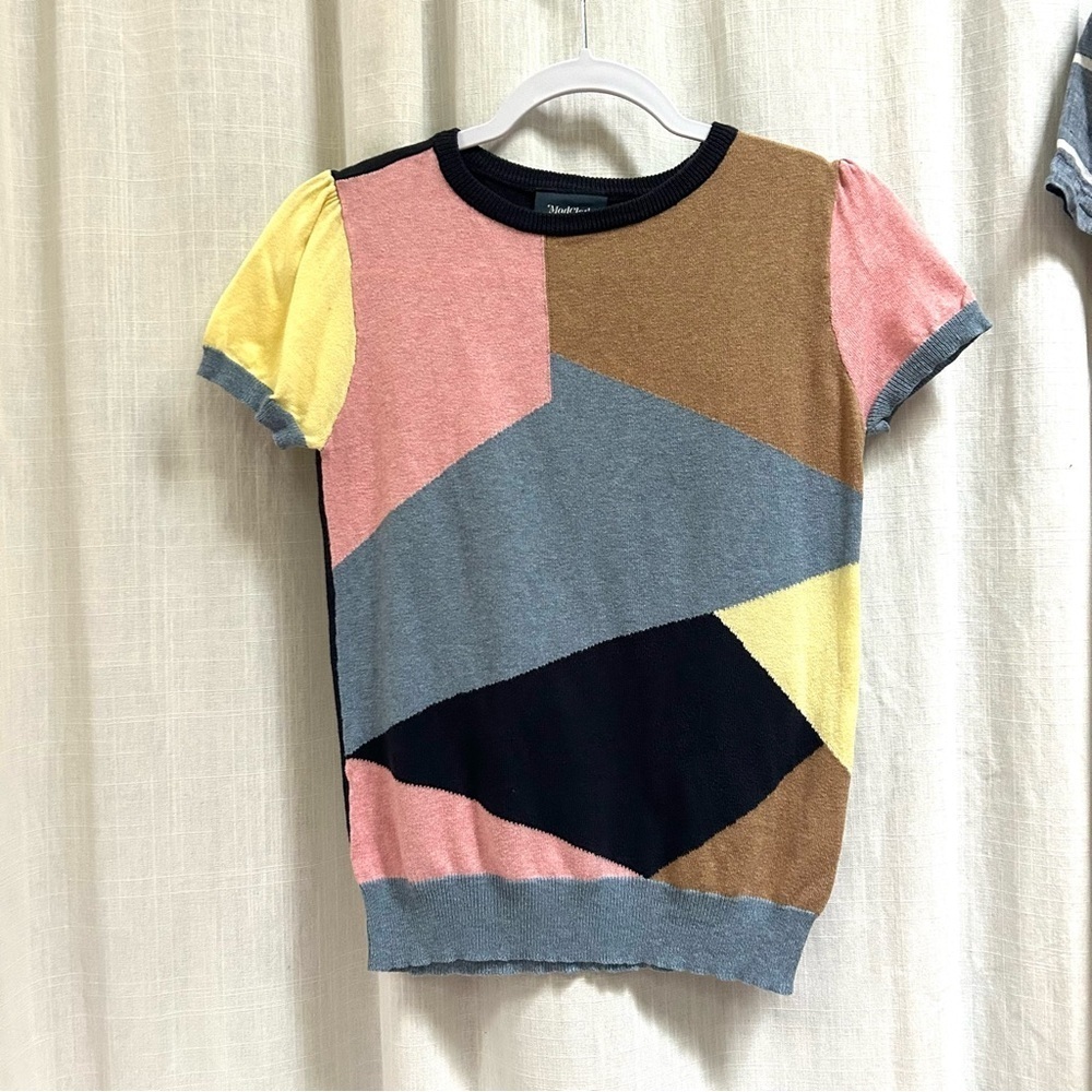 Modcloth Masterful Mosaic Short Sleeve Sweater Sz small